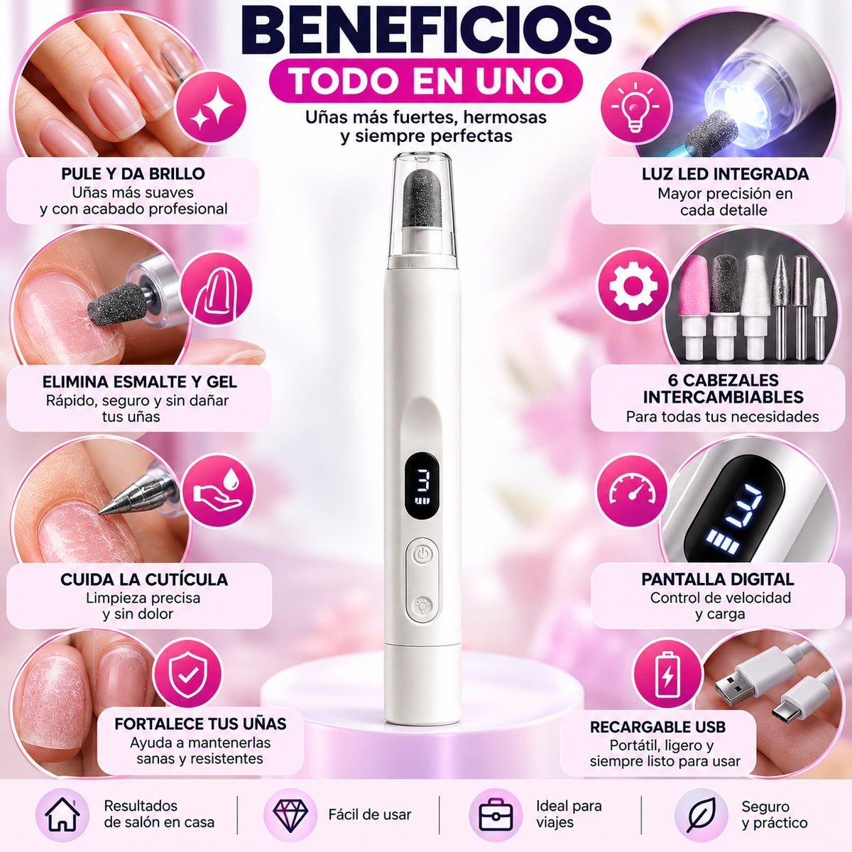 Pulidor de Uñas Eléctrico 2 en 1 con Luz · vista 3