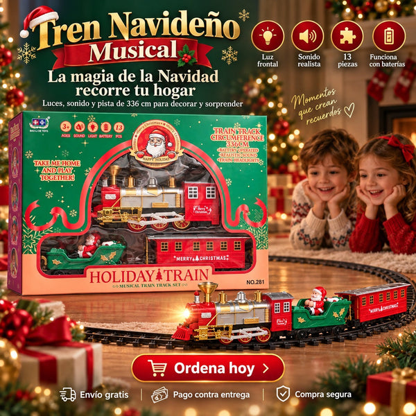 Tren navideño de 13 piezas con luz y sonido · vista 1